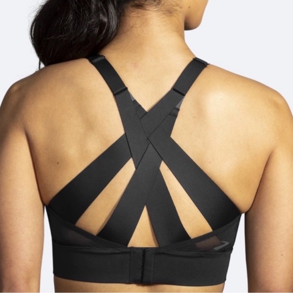 NWT Brooks Drive Interlace Run Bra Sports Athletic Black Size 38C 38D Large New - Picture 2 of 6